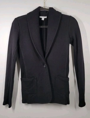 Chaqueta Blazer James Perse Negra Tejida Cuello Único Bolsillos Mujer Talla 2 Foto 1 de 4