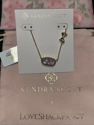 Kendra Scott LoveShackFancy Elisa Purple Iris Illusion Necklace Bow Jewelry NWT - Image 1 of 2
