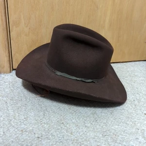 Vintage American Hat Company Cowboy Hat Mens 7 1/8 Brown Maxi Felt Wool Texas - Picture 1 of 12