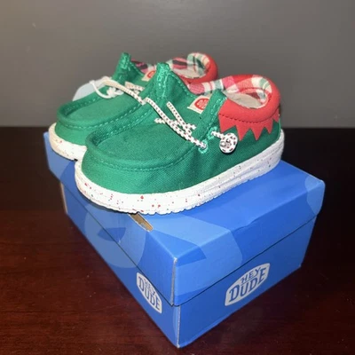 Zapatos sin cordones Hey Dude Holiday Elf para niños verde y rojo talla niños’s 6 nuevos en caja Foto 1 de 4
