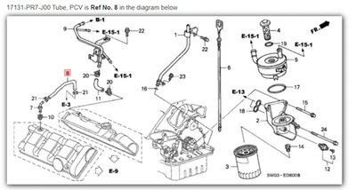 Tubo NSX HONDA ACURA GENUINO OEM, tubo respirador PCV ☆ 17131-PR7-J00 ☆ Foto 1 de 2