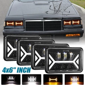 4pcs 4x6'' LED Headlights Amber DRL Turn Lamp Hi/Lo Beam For Buick Regal 82-1987 - Picture 1 of 12
