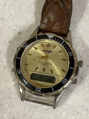 Кварцевые наручные часы WRANGLER плетеный кожаный ремешок аналоговый цифровой новый аккумулятор - Изображение 1 из 4