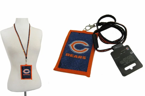 New NFL Chicago Bears Beaded Lanyard / ID Holder Ticket Holder Wallet Cover