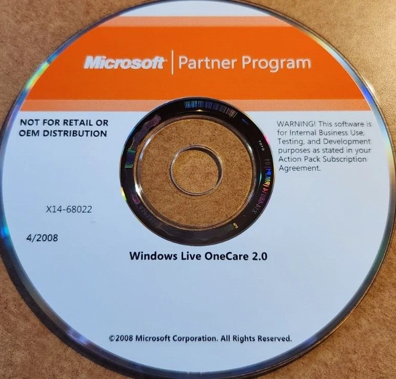 Microsoft Windows Live OneCare 2.0 CD X14068022 4/2008 - Image 1 of 1