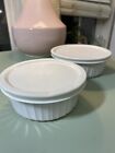 Set of 2 Corning Ware French White  With Lids Round  500 ml And 24 Oz