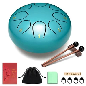 Steel Tongue Drum 6-Inch 8 Notes Rain Drum Steel with Music Book Handpan Drum... - Picture 1 of 9