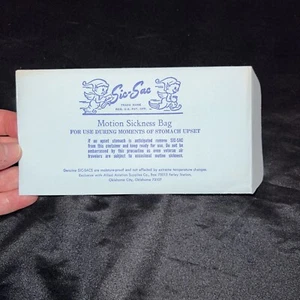 Very Vintage Mid Century Sic-Sac motion sickness bag UNUSED Perfect Condition - Picture 1 of 5