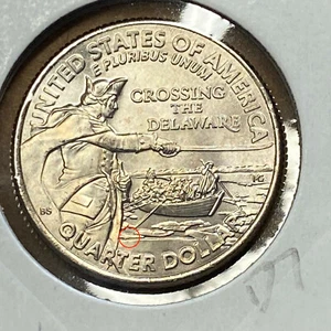 2021 25 ¢ Washington Crosses the Delaware Error con dos troqueles cabello y hielo D7 - Imagen 1 de 2