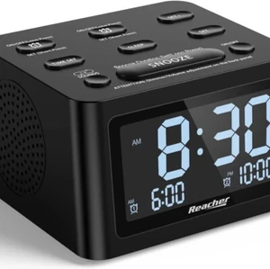 Dual Alarm Clock for Bedrooms with USB Charger, Adjustable Volume Natural Sound - Picture 1 of 6