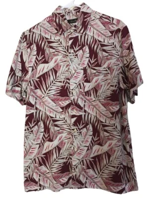 Camisa masculina manga curta Tasso Elba penas vermelhas mistura de seda botão tamanho pequeno - Imagem 1 de 4