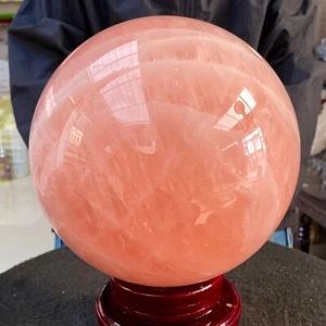 20.17LB Large Natural Pink Rose Quartz Crystal Sphere Ball Healing Reiki - Picture 1 of 13