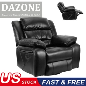 Swivel Rocker Recliner Chair PU Leather SingleSofa Modern Chair Manual Reclining - Picture 1 of 12