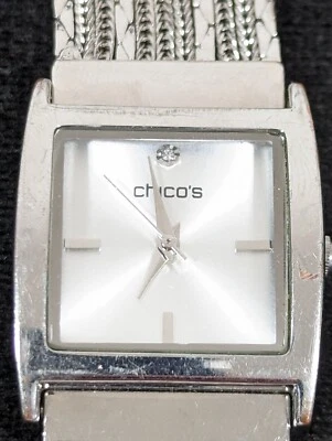 Chico's Silver Tone Dial Cable Bracelet Band Watch 7 Inch - Image 1 of 4