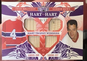 2022 HOJA MADERA HOCKEY DURO TROFEO JACQUES PLANTA GORDIE HOWE QUAD RELIQUIA #/12 - Imagen 1 de 2