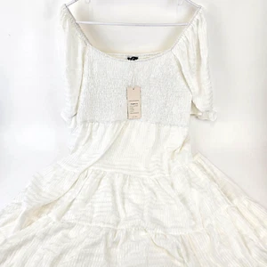 Women's 2XL White Summer Dress Ruffle Short Beach Swing Flared Casual Party - Picture 1 of 8