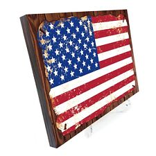 American Flag Sign, vintage inspired rustic an antique style canvas on wood