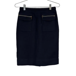 J Crew Wool Pencil Skirt Navy Blue 00P￼ - Picture 1 of 10