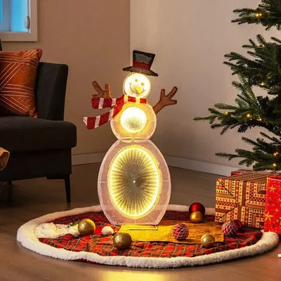 2.6FT Lighted Snowman Outdoor Christmas Decor with LED Lights & Metal Stand - Image 1 of 4