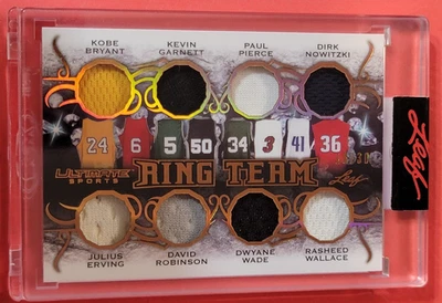 Kobe Bryant JERSEY CARD #15/30 DR J Kevin Garnett PAUL PIERCE Wade NOWITZKI LEAF - Image 1 of 3