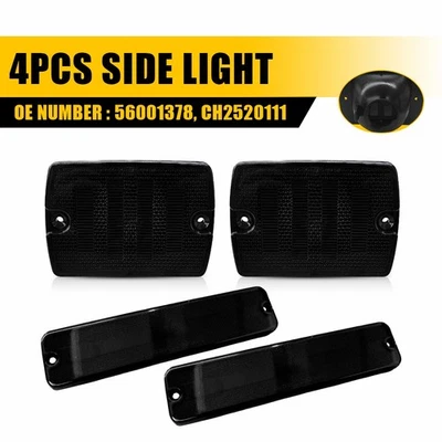For Jeep Wrangler YJ 1987-1995 Bumper Signal+Fender Side Marker Light Lamp Smoke - Image 1 of 4