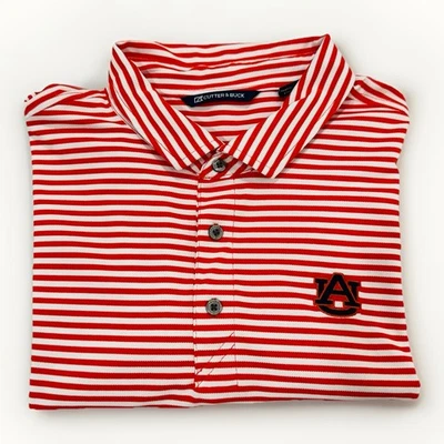 Auburn University Tigers Orange Striped Polo Shirt Men’s 2XL Cutter & Buck - Image 1 of 4