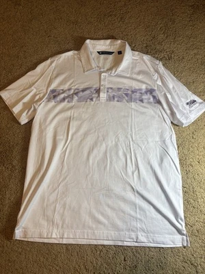 Polo de golf Travis Mathew para hombre XL Performance PGA West blanco y púrpura manga corta Foto 1 de 4