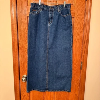 Maxi falda vaquera de cintura alta vintage para mujer Eddie Bauer talla 12 azul Foto 1 de 4