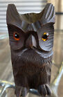 Vintage Wood Carved Owl Pen Pencil Holder Desk Organizer Wall Hang Desk Top
