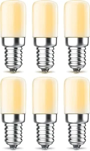 6-Pack T8 E12 LED Light Bulbs Warm White 2300-2500K, 2W Energy-Efficient - Picture 1 of 11