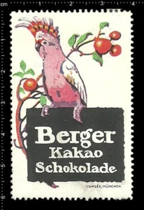 Old German poster stamp cinderella chocolate Exotic bird, Parrot Artist A. Böle - Picture 1 of 1