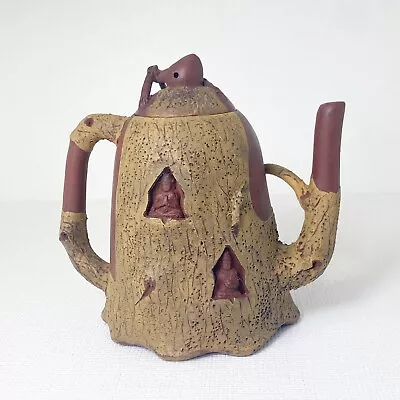 YIXING ZISHA CHINA Terra Cotta Red Clay Teapot With Buddhist Figures CCCI 2004 • 26.97$