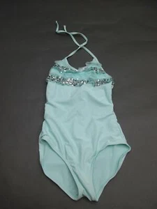 Circo Size L (10-12) Girls Blue Sequin Ruffles Padded One-Piece Swimsuit 2G - Picture 1 of 5
