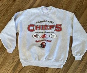 Vintage NFL Kansas City Chiefs Crewneck Sweater KC Gray 90s XXL Made In USA - Picture 1 of 9