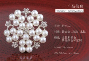 120PCS 33MM Bling Metal Rhinestone Pearl Buttons for Flower Center Decorative  - Picture 1 of 3