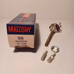 MALLORY U36 MIDGETROL CONTROL 75 OHM 2 " SHAFT  NEW OLD STOCK - Bild 1 von 2