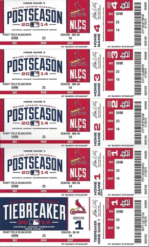 SF GIANTS @ ST. LOUIS CARDINALS - 2014 NLCS FULL UNUSED BASEBALL TICKETS SHEET Cover