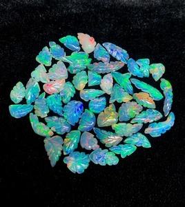 Leaf Carved Ethiopian Opal Gemstone AAA Top Quality Leaf Fire Opal Carving Opal - Picture 1 of 8