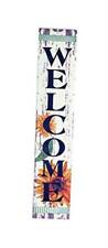 47" Sunflower Welcome Sign, Purple, Black, White, Green, Silver 