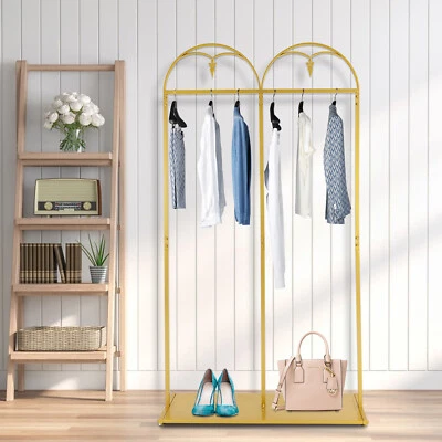 Perchero de metal independiente dorado soporte de exhibición de vestidos de novia Foto 1 de 4