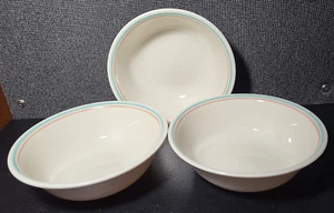 Juego de (3) CUENCOS DE CEREALES Corelle 6 1/4" Desayuno Inglés Rayas Rosa Verde Azulado - Imagen 1 de 1