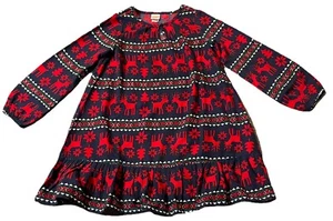 Hanna Andersson Girl’s Nightgown Dress Sz 140/US 10 Red Deer Holiday Snow Flakes - Picture 1 of 9