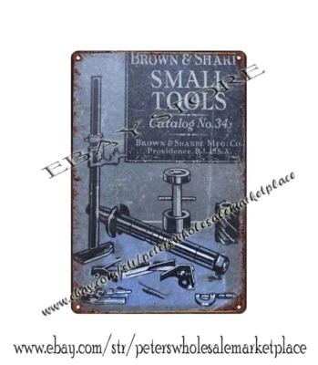 1941 Brown Sharpe pequenas ferramentas marcenaria oficina hardware placa de estanho homem caverna - Imagem 1 de 4