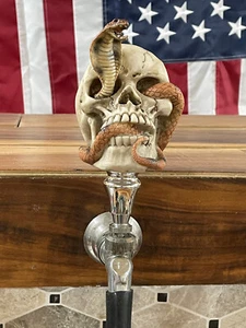 Cobra Snake in skull Beer Tap Handle Kegerator Resin Zombie - Picture 1 of 8