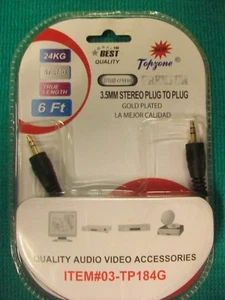 ENCHUFE ESTÉREO DE 3,5 MM PARA ENCHUFAR ARTÍCULO DE AUDIO/VIDEO CHAPADO EN ORO DE 6 PIES # 03-TP184G - Imagen 1 de 2