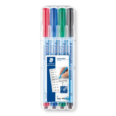 STAEDTLER Folienstifte 305F WP4-1 4er-Etui Lumocolor correctable korrigierbar - Bild 1 von 4