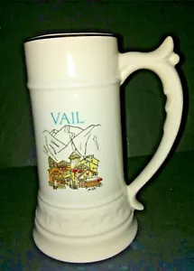 Vail Colorado Chalet Neve Pittorico Alto Ceramica Bere Stein Alto 8,5" - Foto 1 di 8