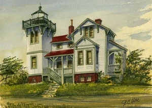 Point San Luis Leuchtturm, Avila Beach Kalifornien. Gerald Hill Aquarelldrucke - Bild 1 von 2