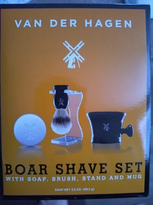 Van der Hagen Shave Set 3.5oz Soap, Boar Brush, Stand Bowl Mug - Image 1 of 2