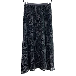 Anewsta Samt Burnout Maxirock schwarz Gr. 12 Whimsigoth Witchy Victorian Vamp - Bild 1 von 8